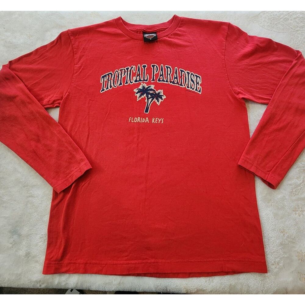 Harley‎ Davidson Top Womens M Shirt Logo Biker Long Sleeve Graphic Key West